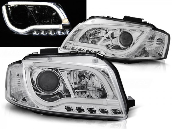 Scheinwerfer LED Tagfahrlicht Optik für Audi A3 8P 8PA Bj. 04-08 Chrom LTI