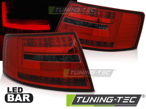 LED Lightbar Rückleuchten für Audi A6 C6 4F Limo Bj. 04-08 Rot/Smoke 6-PIN