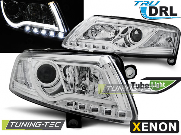 Xenon Scheinwerfer DRL LED Tagfahrlicht für Audi A6 C6 4F Bj. 04-08 Chrom LTI