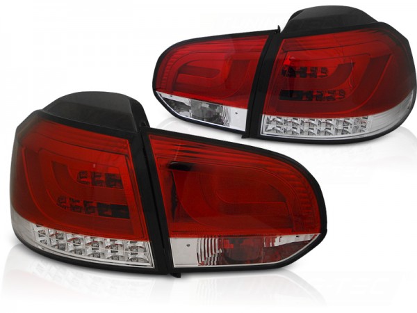 LED Lightbar Rückleuchten für VW Golf 6 (VI) Bj. 08-12 Rot/Chrom