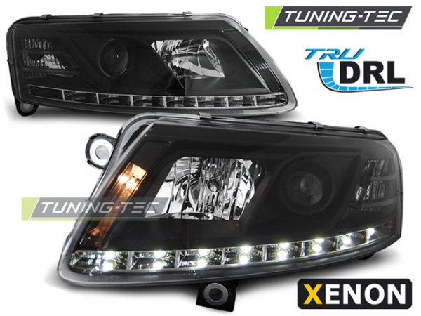 Xenon Scheinwerfer DRL LED Tagfahrlicht für Audi A6 C6 4F Bj. 04-08 Schwarz