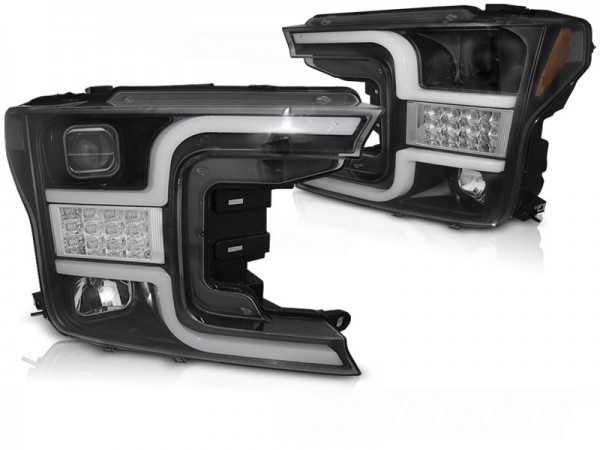 Scheinwerfer LED Tagfahrlicht Optik für Ford F150 MK13 Bj. 17-20 Schwarz mit LED Blinker