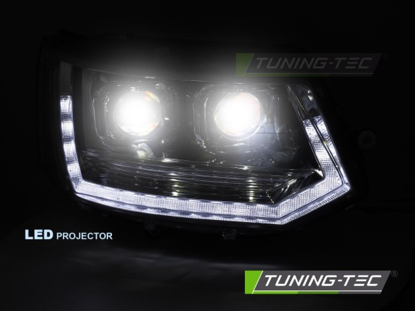 Voll LED Scheinwerfer Tagfahrlicht für VW T5 GP Facelift Bj. 10-15 Chrom mit LED Blinker