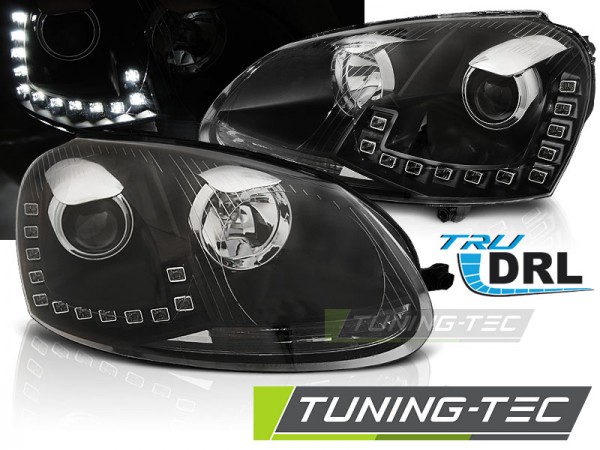 Scheinwerfer DRL LED Tagfahrlicht für VW Golf 5 Jetta 3 Bj. 03-10 Schwarz