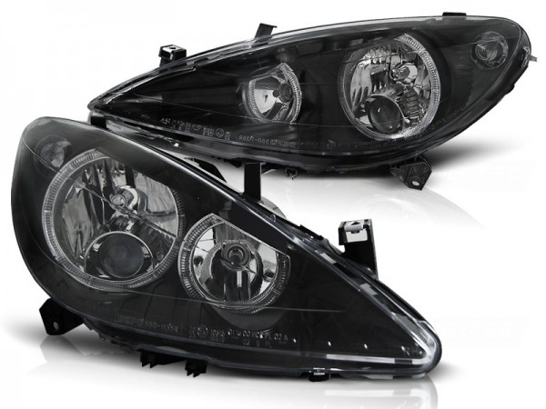 Scheinwerfer Angel Eyes für Peugeot 307 Bj. 01-05 Schwarz