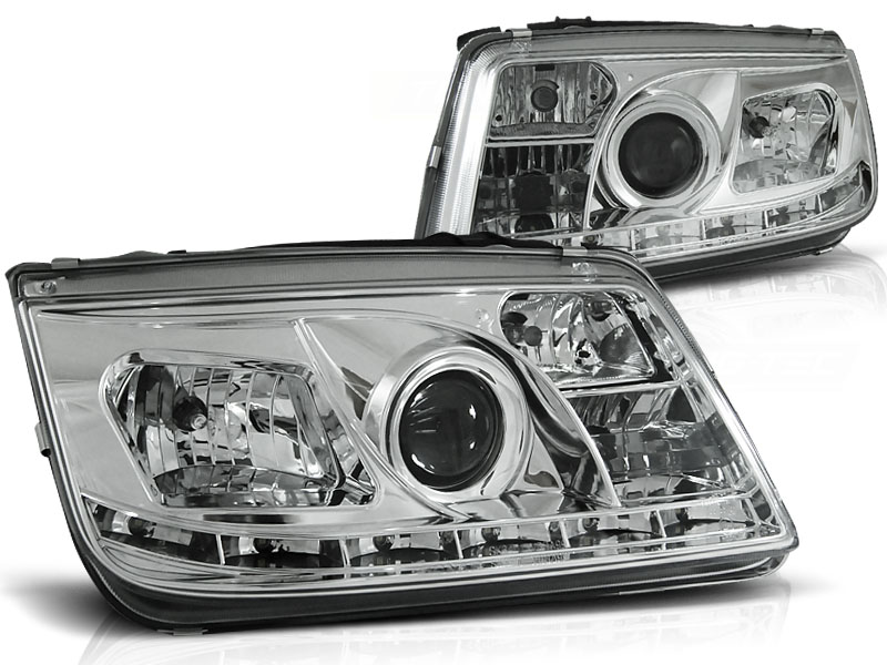 Scheinwerfer LED Tagfahrlicht Optik für VW Bora Bj. 98-05 Chrom