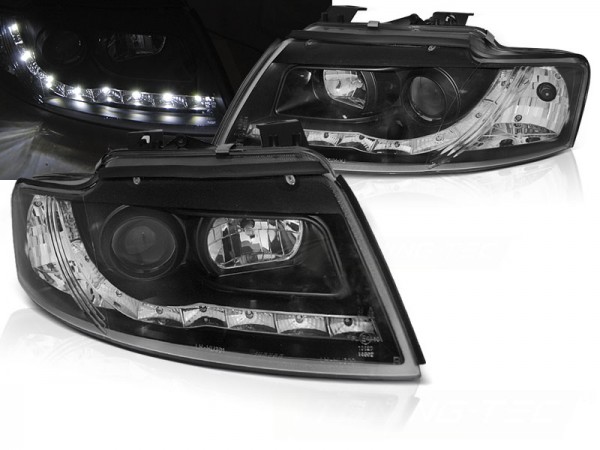 Scheinwerfer LED Tagfahrlicht Optik für Audi A4 B6 Cabrio 8H 02-06 Schwarz