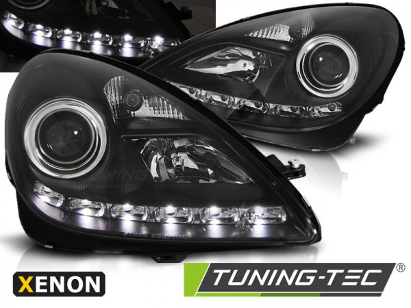Xenon Scheinwerfer LED Tagfahrlicht Optik für Mercedes SLK R171 Bj. 04-11 Schwarz