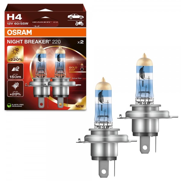 OSRAM NIGHT BREAKER 220 DUOBOX H4 12V +220% 64193 Halogen Glühlampe