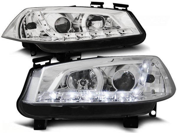Scheinwerfer LED Tagfahrlicht Optik für Renault Megane 2 Bj. 02-05 Chrom