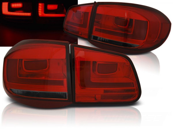 LED Lightbar Rückleuchten für VW Tiguan 5N Bj. 07-11 Dunkelrot/Smoke
