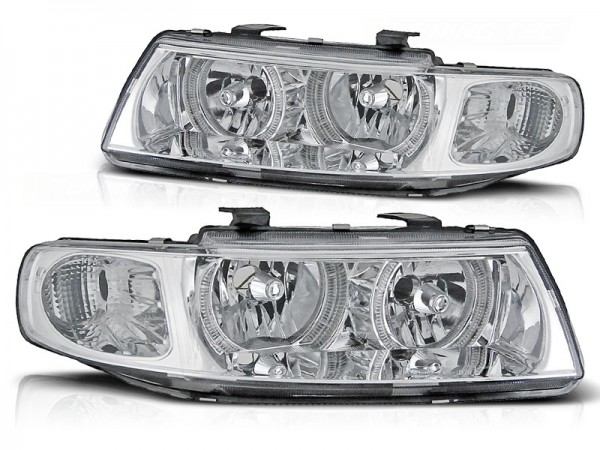 Scheinwerfer Angel Eyes für Seat Leon 1M / Toledo 1M Bj. 99-06 Chrom