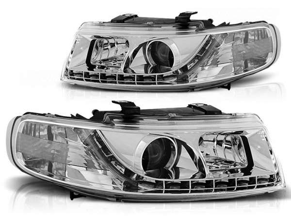 Scheinwerfer LED Tagfahrlicht Optik für Seat Leon 1M / Toledo 1M Bj. 99-06 Chrom