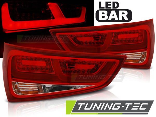 LED Lightbar Rückleuchten für Audi A1 + Sportback Bj. 10-14 Rot/Chrom