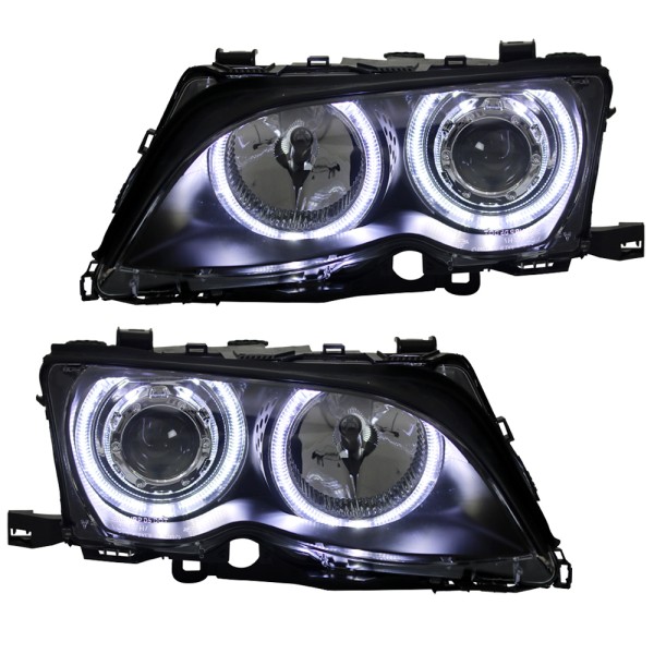 "Bundle 4" Scheinwerfer Angel Eyes + LED Rückleuchten für BMW E46 Limo Bj. 01-05