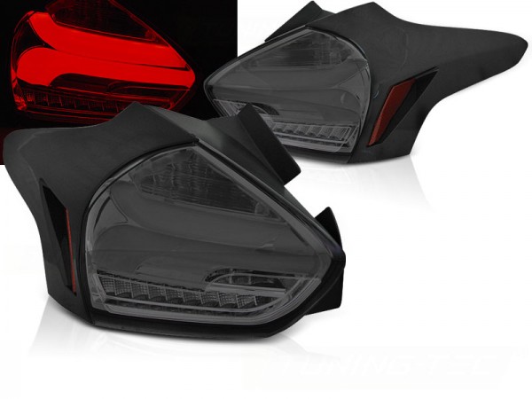 LED Lightbar Rückleuchten für Ford Focus MK3 Bj. 15-18 Smoke dynamischer Blinker