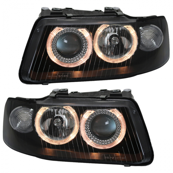 Scheinwerfer Angel Eyes für Audi A3 8L Facelift Bj. 00-03 Schwarz