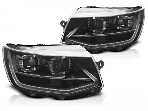 Voll LED Scheinwerfer Tagfahrlicht für VW T6 Bj. 15-19 Schwarz mit dynamischem LED Blinker