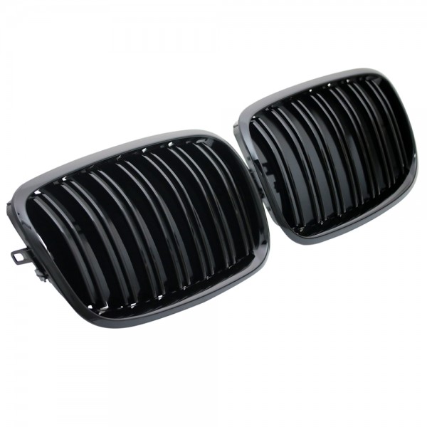 Kühlergrill Frontgrill für BMW X5 E70 X6 E71 Schwarz Klavierlack Doppelsteg