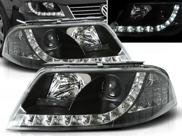 Scheinwerfer LED Tagfahrlicht Optik für VW Passat 3BG Bj. 00-05 Schwarz