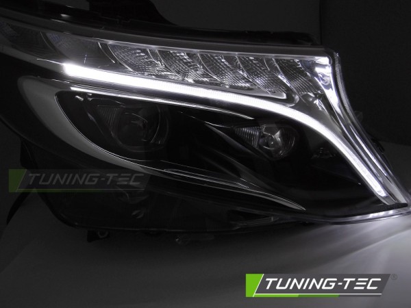 Voll LED Scheinwerfer Tagfahrlicht für Mercedes V-Klasse / Vito W447 Bj. 14-23 Schwarz LED Blinker
