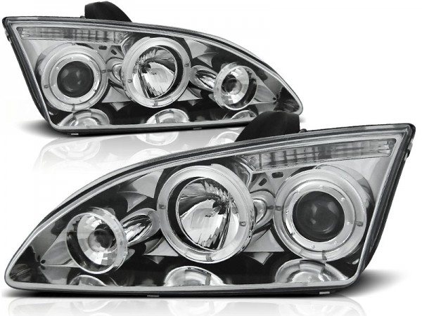 Scheinwerfer Angel Eyes für Ford Focus 2 Bj. 04-08 Chrom