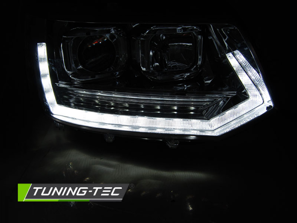 Scheinwerfer DRL LED Tagfahrlicht für VW T5 GP Facelift Bj. 10-15 Chrom im T6 Design