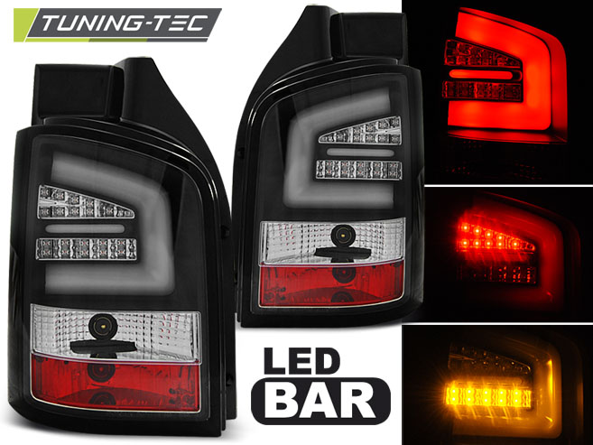 LED Lightbar Rückleuchten für VW T5 GP Facelift Bj. 09-15 Schwarz (Heckklappe)