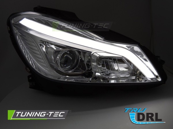 Scheinwerfer LED Tagfahrlicht für Mercedes C-Klasse W204 Bj. 11-15 Chrom