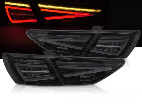 LED Lightbar Rückleuchten für Seat Leon 5F Bj. 12-16 Smoke (für Halogen)