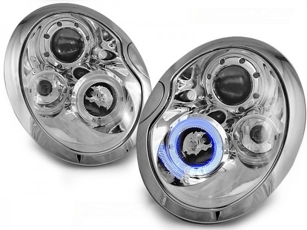 Scheinwerfer Angel Eyes für Mini R50 R53 Bj. 01-04 Chrom