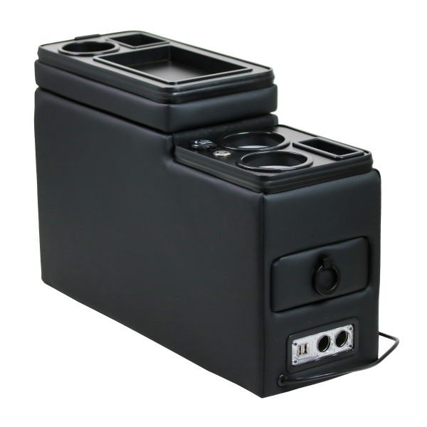 Black Edition USB Mittelkonsole Staufach für Toyota Proace mit LED Schwarz Glänzend