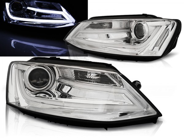 Scheinwerfer LED Tagfahrlicht Optik für VW Jetta 6 Bj. 11-18 Chrom LTI