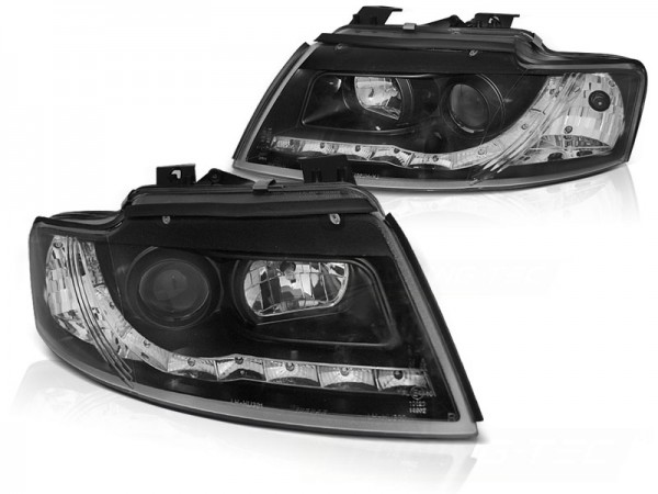 Scheinwerfer LED Tagfahrlicht Optik für Audi A4 B6 Cabrio 8H 02-06 Schwarz