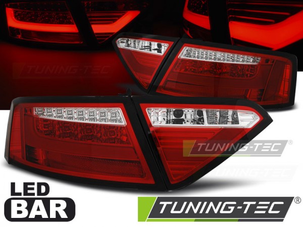 LED Lightbar Rückleuchten für Audi A5 Coupe Sportback Bj. 07-11 Rot/Chrom