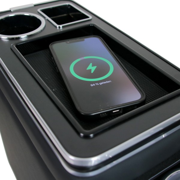 Chrom Edition USB Mittelkonsole Staufach für Citroen Spacetourer LED RGB Beleuchtung + Induktion