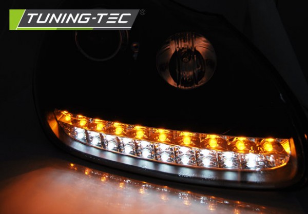 Xenon Scheinwerfer LED Tagfahrlicht Optik für Porsche Cayenne 955 Bj. 02-06 Schwarz