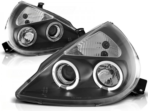 Scheinwerfer Angel Eyes für Ford KA Bj. 96-08 Schwarz