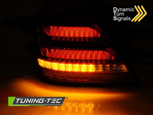 Voll LED Lightbar Rückleuchten für Mercedes C-Klasse W203 Limo Bj. 00-04 Rot/Chrom