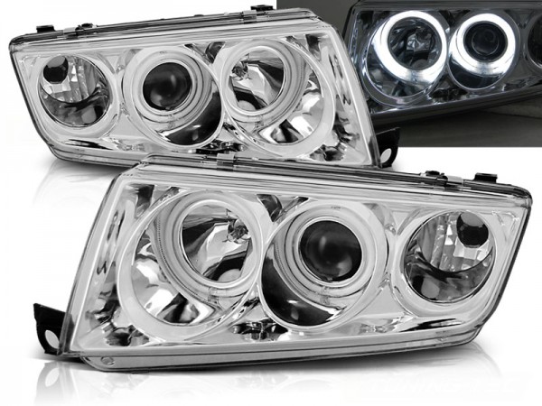 Scheinwerfer CCFL Angel Eyes für Skoda Fabia 1 Bj. 99-08 Chrom