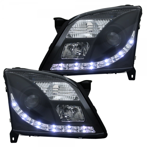Scheinwerfer LED Tagfahrlicht Optik für Opel Vectra C / Signum Bj. 02-05 Schwarz