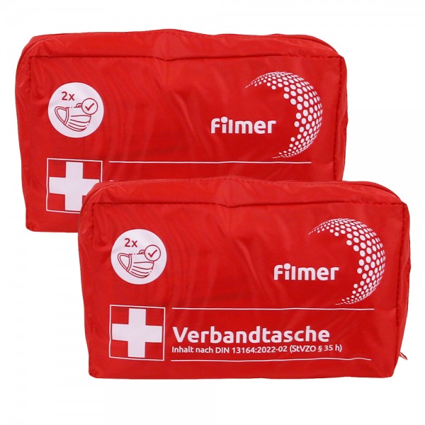 2x Auto Verbandstasche Erste Hilfe Set Verbandskasten KFZ PKW DIN 13164 Rot