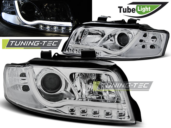 Scheinwerfer LED Tagfahrlicht Optik für Audi A4 B6 8E Bj. 00-04 Chrom LTI