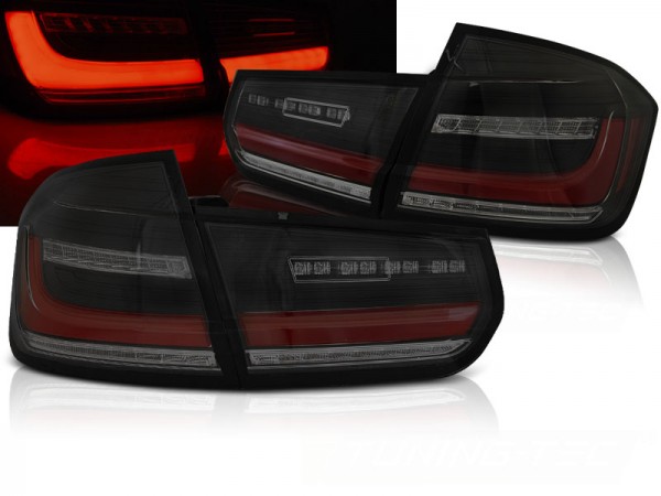 VOLL LED Lightbar Rückleuchten für 3er BMW F30 Limousine Bj. 11-18 Schwarz Smoke