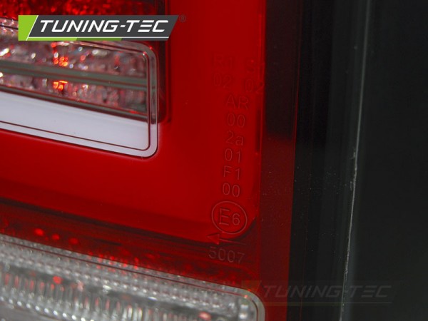 Voll LED Lightbar Rückleuchten für VW T5 GP Facelift Bj. 09-15 Rot/Chrom (Flügeltüren)