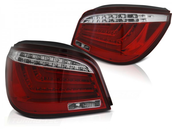 LED Lightbar Rückleuchten für BMW E60 LCI Limo Bj. 07-10 Rot/Chrom
