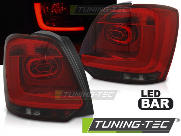LED Lightbar Rückleuchten für VW Polo 6R Bj. 09-14 Rot/Smoke