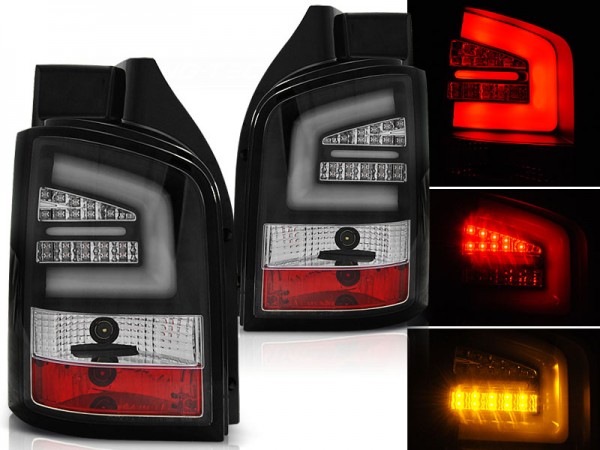 LED Lightbar Rückleuchten für VW T5 GP Facelift Bj. 09-15 Schwarz (Heckklappe)