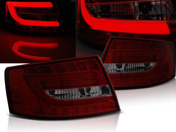 LED Lightbar Rückleuchten für Audi A6 C6 4F Limo Bj. 04-08 Rot/Smoke 7-PIN