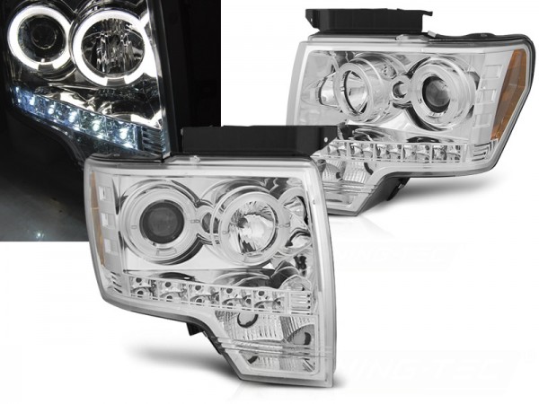 Scheinwerfer Angel Eyes für Ford F150 MK12 Bj. 08-14 Chrom